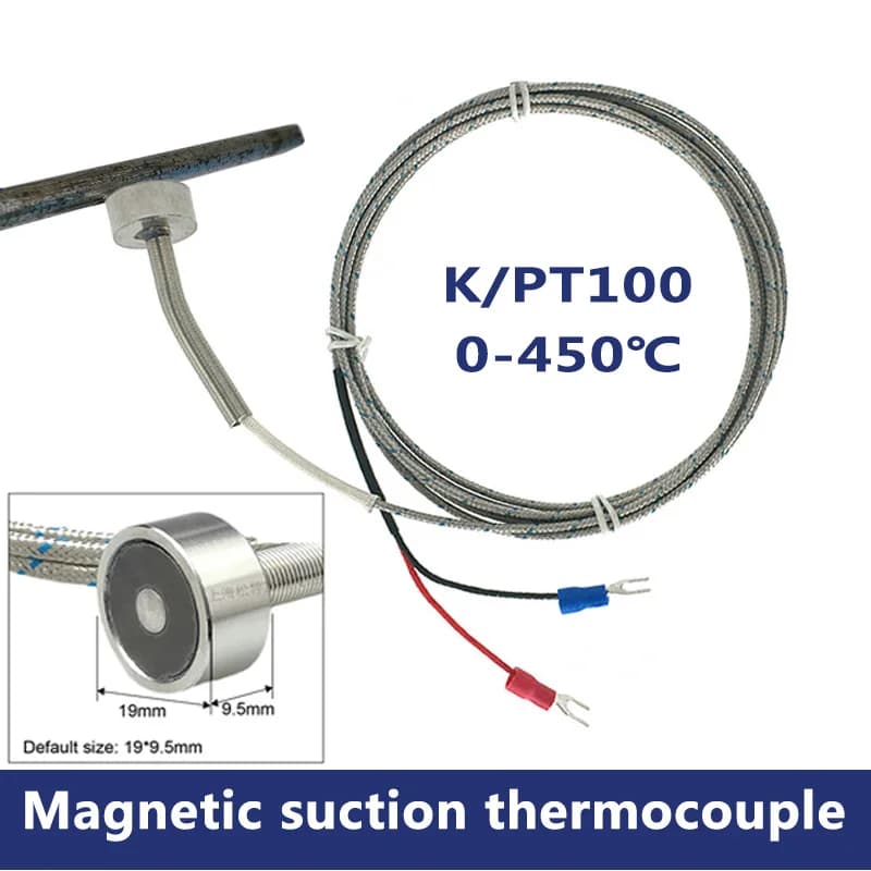 Magnetic Thermocouple Type K /pt100 -200+450 °C Handheld Surface Temperature Sensor DIA 20mm Shielded Miniature Connector