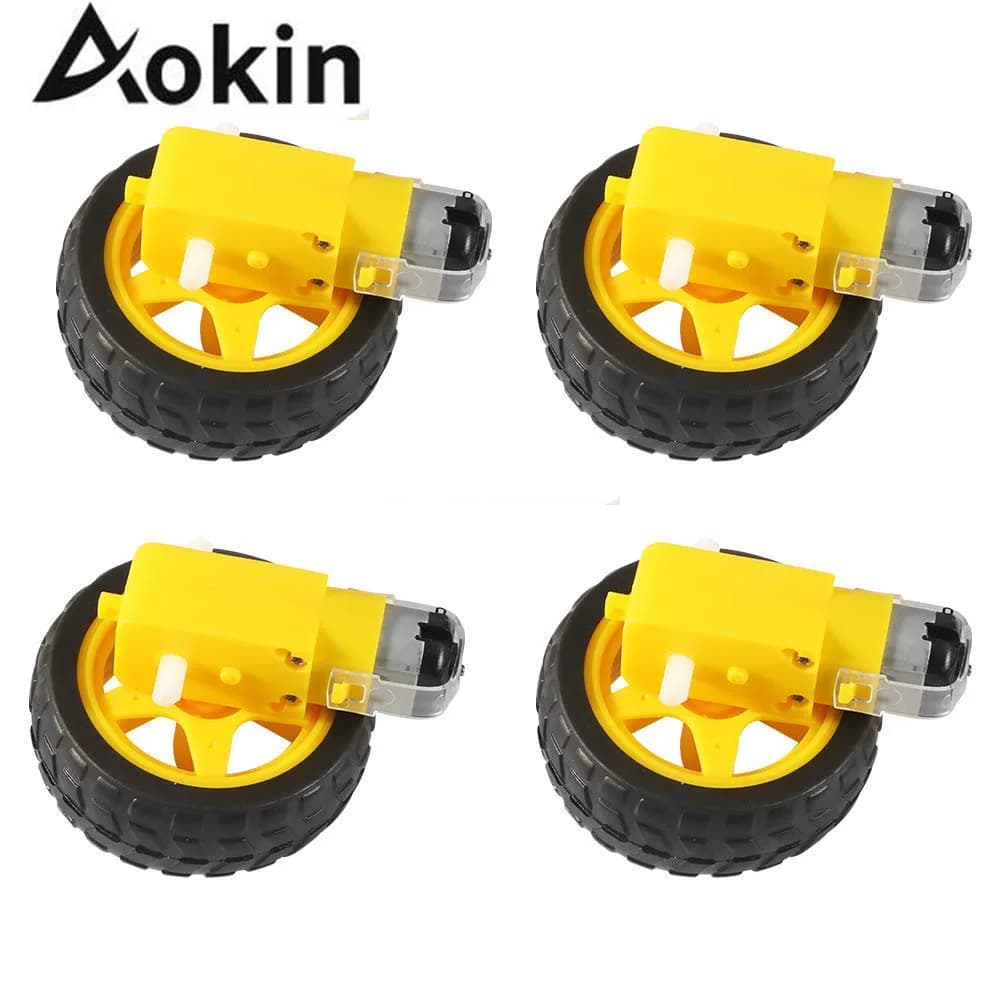 DC Electric Motor with TT Motor Tire Wheel 3-6V Dual Shaft Gear Motor TT Magnetic Gearbox Engine for Arduino Smart Car