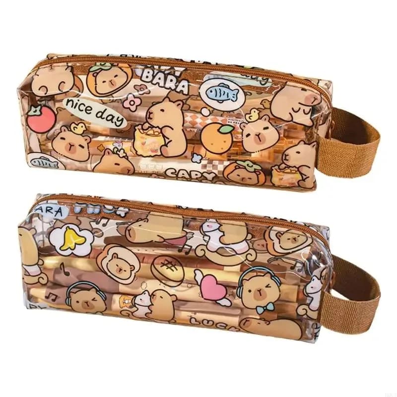 Cartoon Capybara Pencil Cases Cute Pen Bags Kawaii Zipper Pencil Case Students Stationery School Office Supplies Gifts