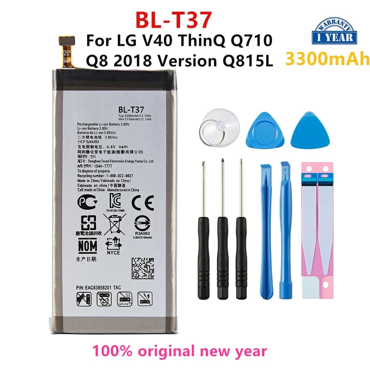 Original BL-T37 3300mAh Battery For  LG V40 ThinQ Q710 Q8 2018 Version Q815L  Q Stylo4 Q710 Q710MS/CS  BL T37 Batteries Tools