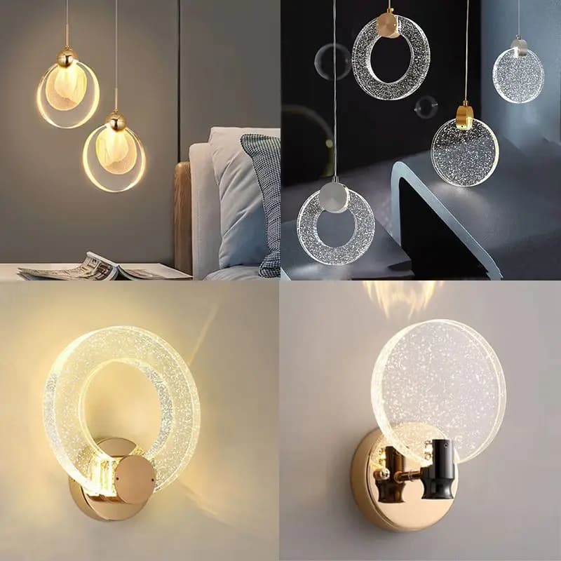 Nordic LED Bedside Pendant Lights Alloy+Crystal Hanging Lamps Living Dining Room Bedroom Stairwell Home Indoor Decor Luminaires