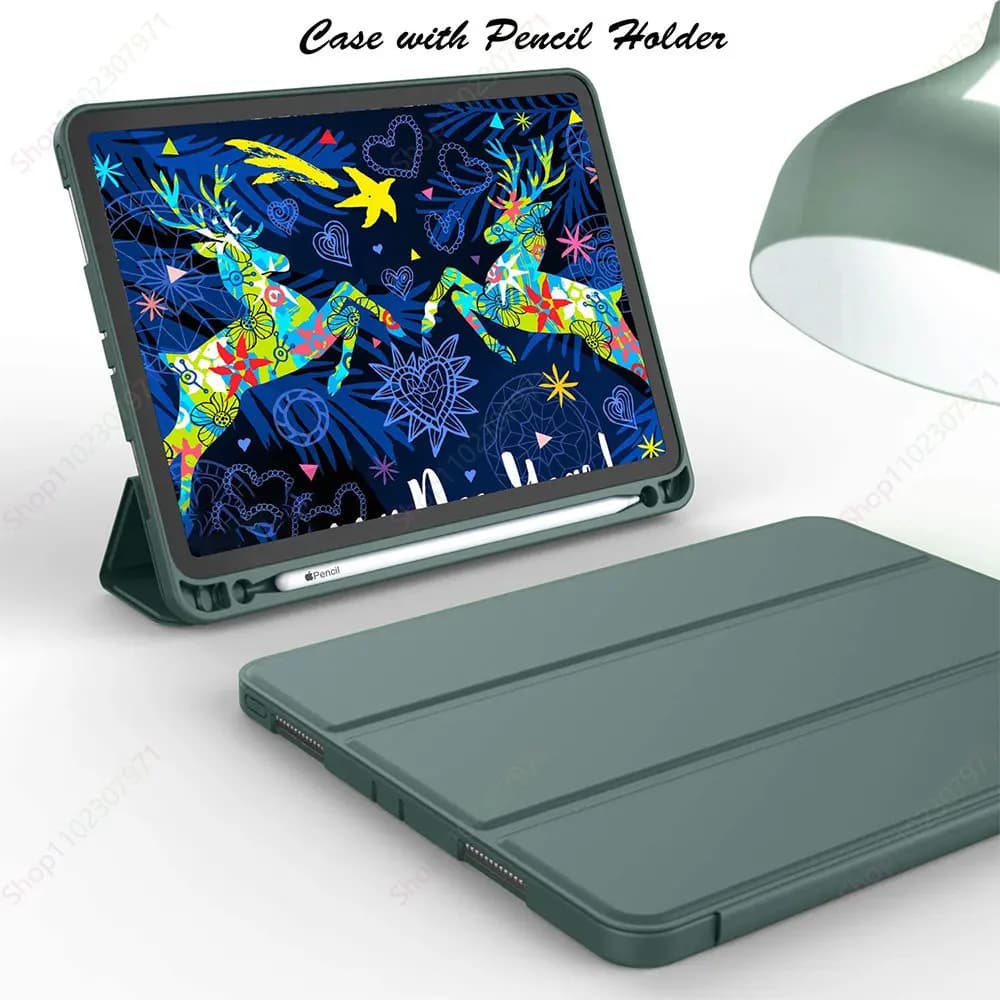With Pencil Holder Funda for New iPad 10.2 9th Gen iPad A16 11th 2025 Air11 M2 M3 2024 Pro11 M4 Air5 4 10.9 10th Pro10.5 5th 6th
