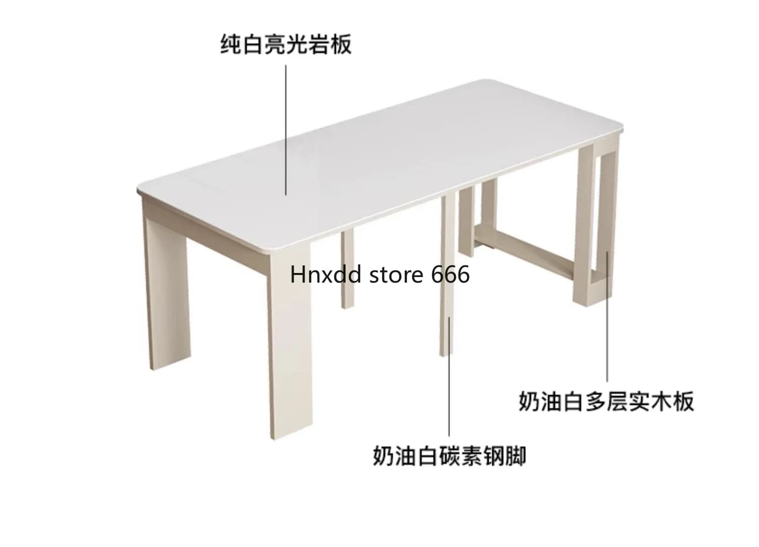 Cream wind solid wood folding dining table retractable household small apartment dining chair combination rectangle