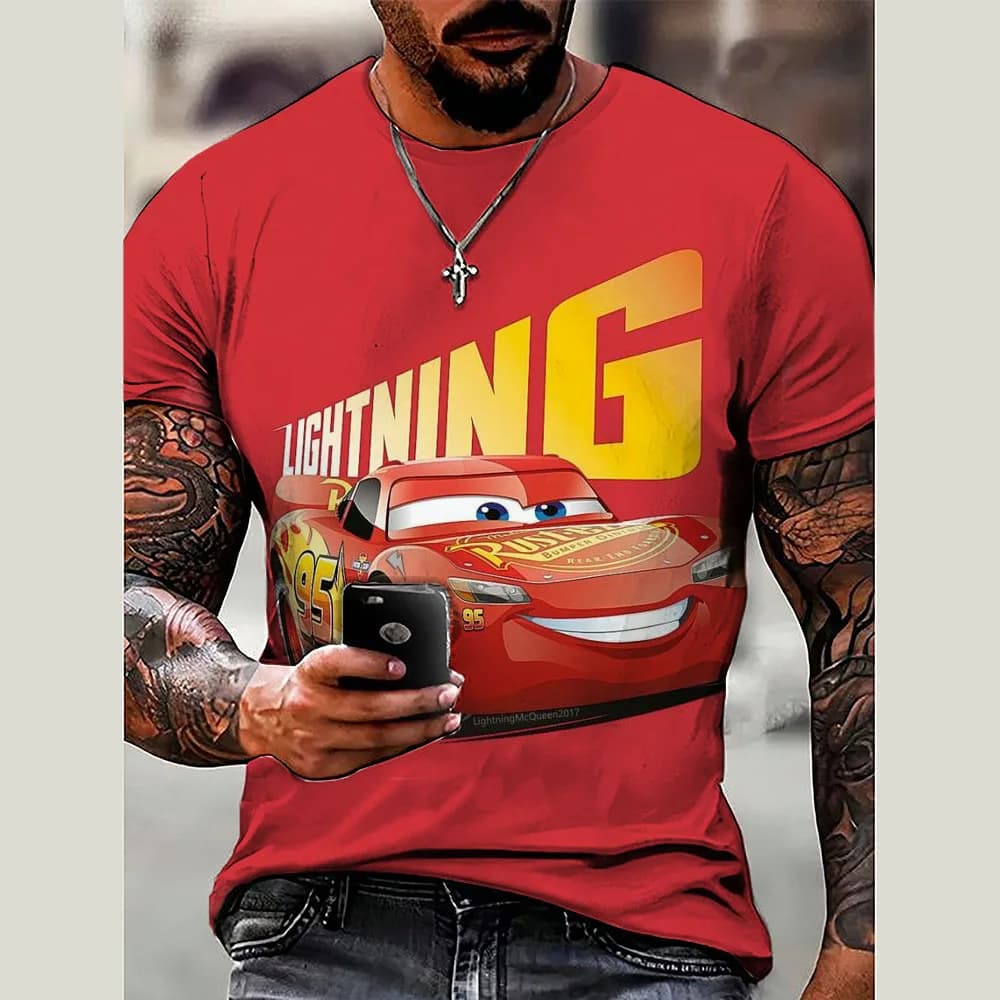 Disney Pixar Cars Lightning McQueen Men Clothes T Shirts for Men Cartoons Casual Tops Boys Girls Teenager Outfits Tee Shirt Tops