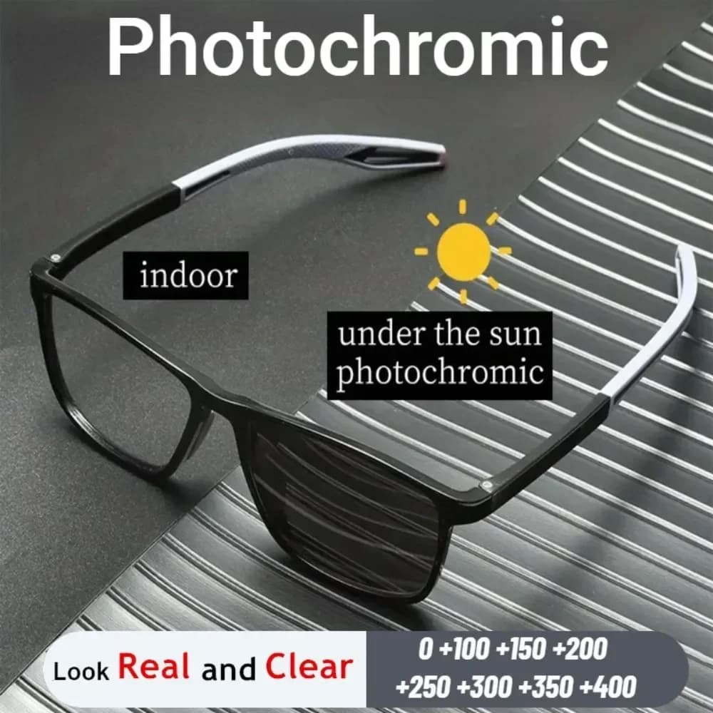 TR90 Photochromic Anti-blue Light Reading Glasses for Women and Men Ultralight Sports Farsight Eyeglasses +1.0 To +4.0