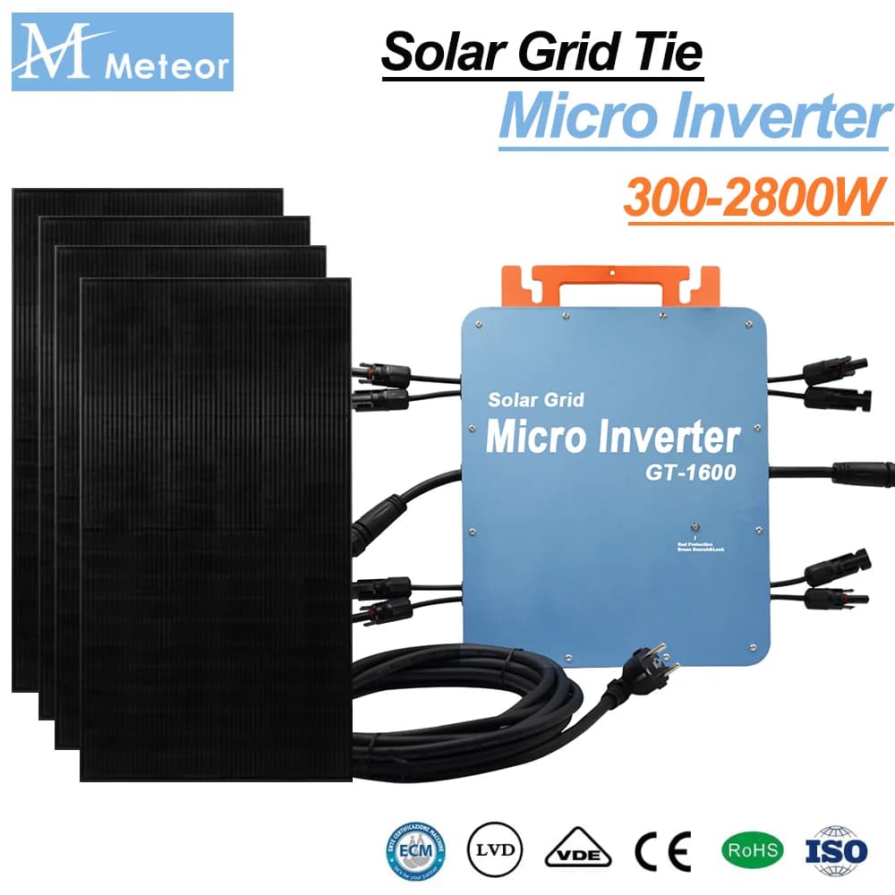 1600W 2000W Micro Inverter PV Input 18-60V AC Output 110V 230V Auto Solar Grid Tie Inverters With WIFI and EU Plug Solar Panels
