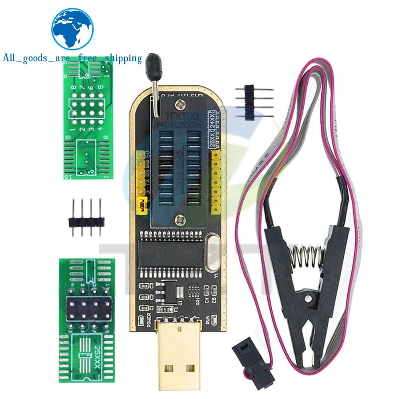 CH341A/B Programmer adapter+SOIC8 adapter+ SOP8 clip with cable+1.8V adapter CH341A EEPROM Flash BIOS USB programmer ZIF adapter