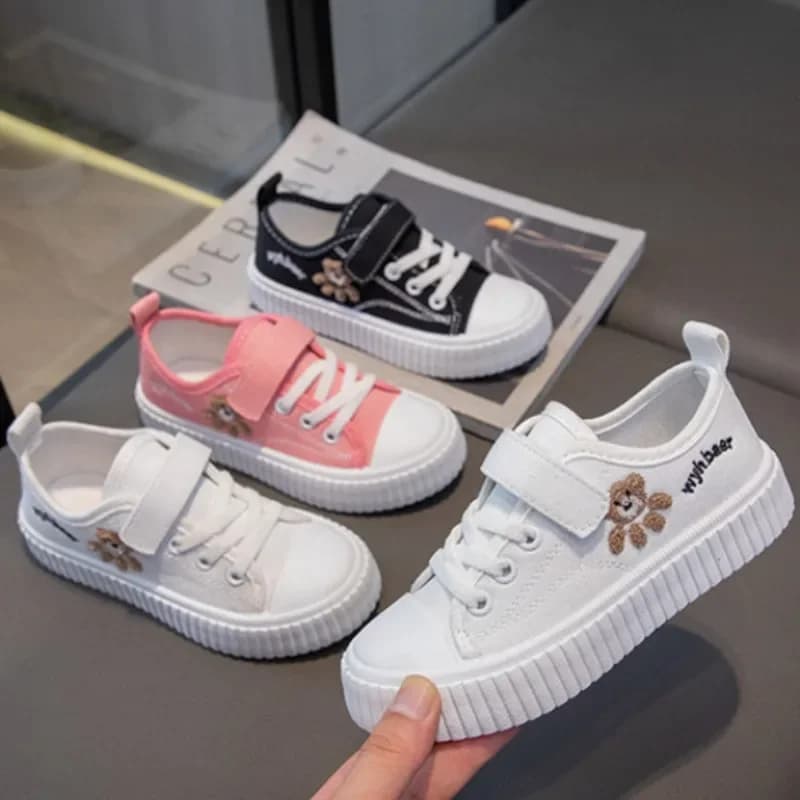 Kids Canvas Shoe 2023 Spring Autumn Girl Non-slip Casual Shoes School Flat Children Sneakers Boy Soft Sole Breathable Board Shoe