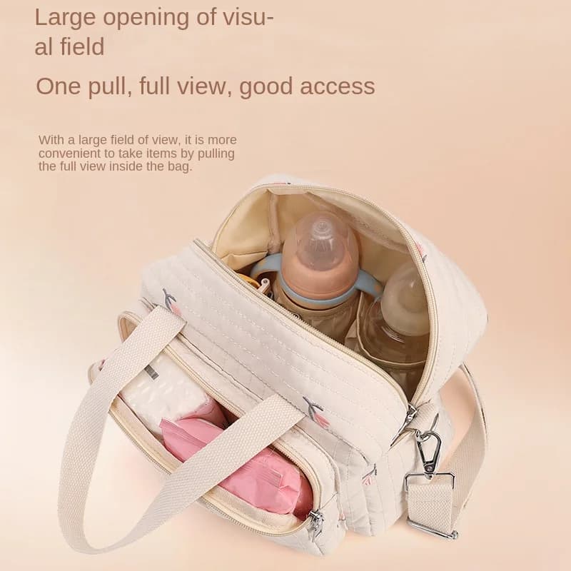 Korea Style Newborn Baby Care Mummy Shoulder Bag Embroidery Quilted Stroller Diaper Storage Organizer Cute Bear Handbags