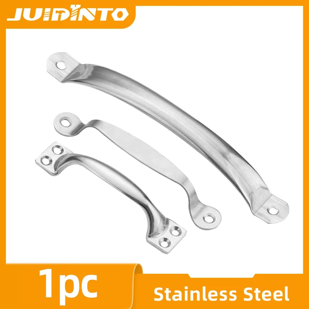 JUIDINTO Chrome Plate Door Pull Handle Bow Type Drawer Door Handle Stainless Steel for Kitchen Door Cabinet Drawer Furniture Har