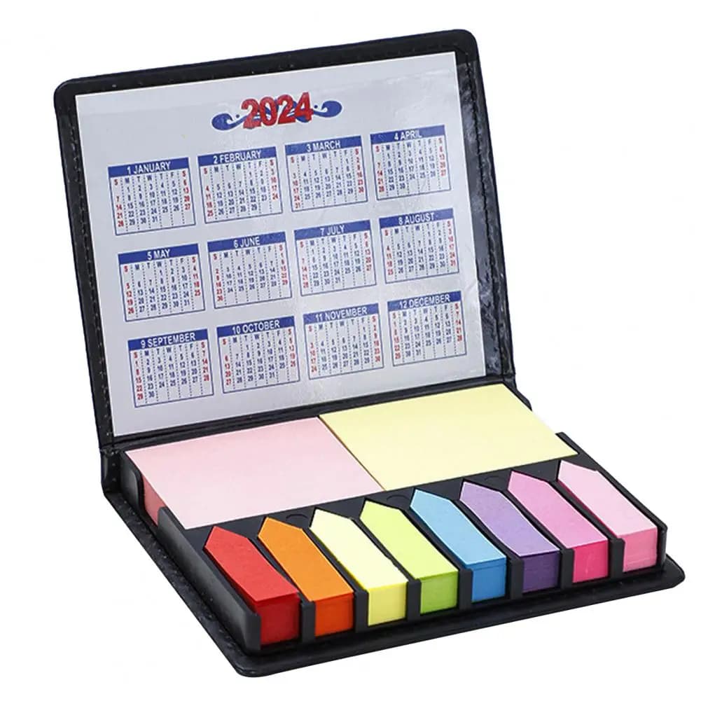 Memo Pads 2024 Desktop Calendar with Colorful Sticky Notes Strong Stickiness Office Supplies Set for Easy-peel Organization