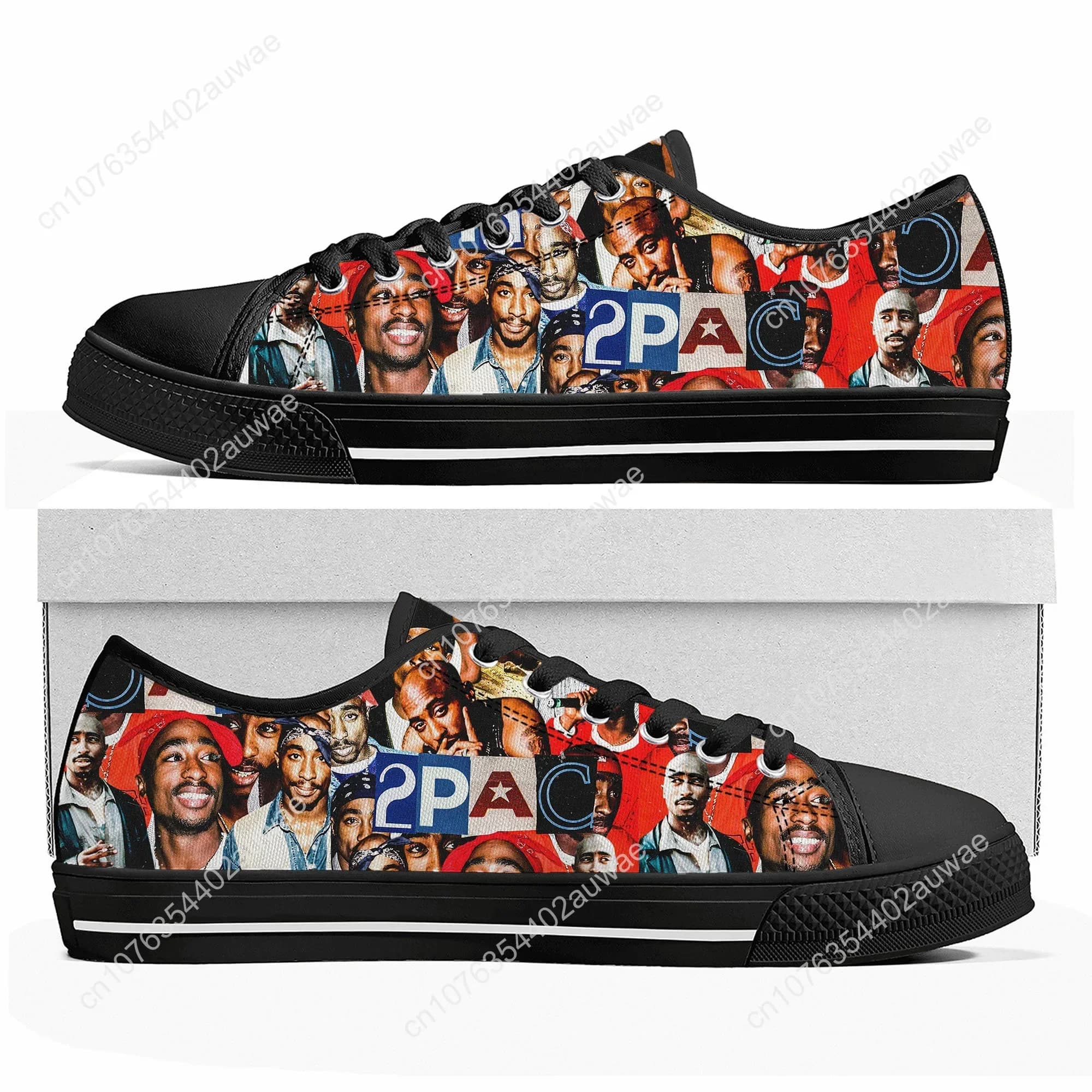 Tupac Rapper 2Pac Shoes High Quality Low Top Sneakers Mens Women Design personality Canvas Sneaker Custom Casual Couple Shoes