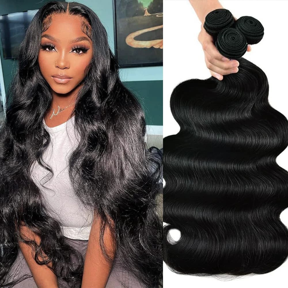 40inch Body Wave Bundles Human Remy Hair Weave Bundles Brazilian Weave Extension 3 Bundles Weft Natural Black For Women