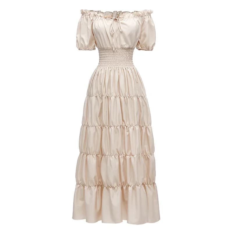 Women Middle Ages Renaissance Dress Medieval Stage Short Sleeve Victorian Costume Halloween COS Role Play Retro Dress