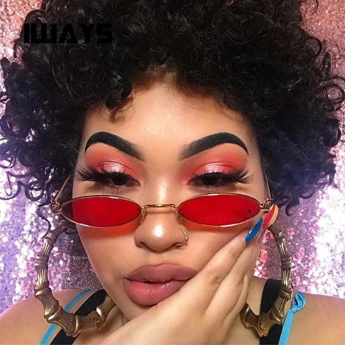 Ladies Sunglasses Men's Glasses Fashion Metal Small Frame Sunglasses Retro Oval Sunglasses Ocean Sheet Cross-border Men's and Wo