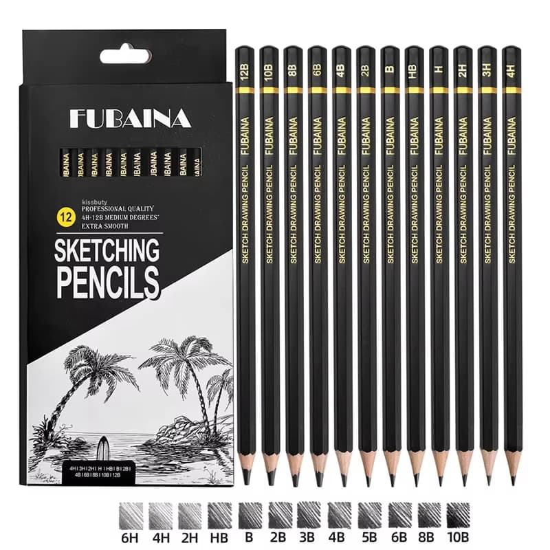 12Pcs Professional Drawing Sketching Pencil Set Art Pencils Graphite Shading Pencils for Beginners & Pro Artists School Supplies