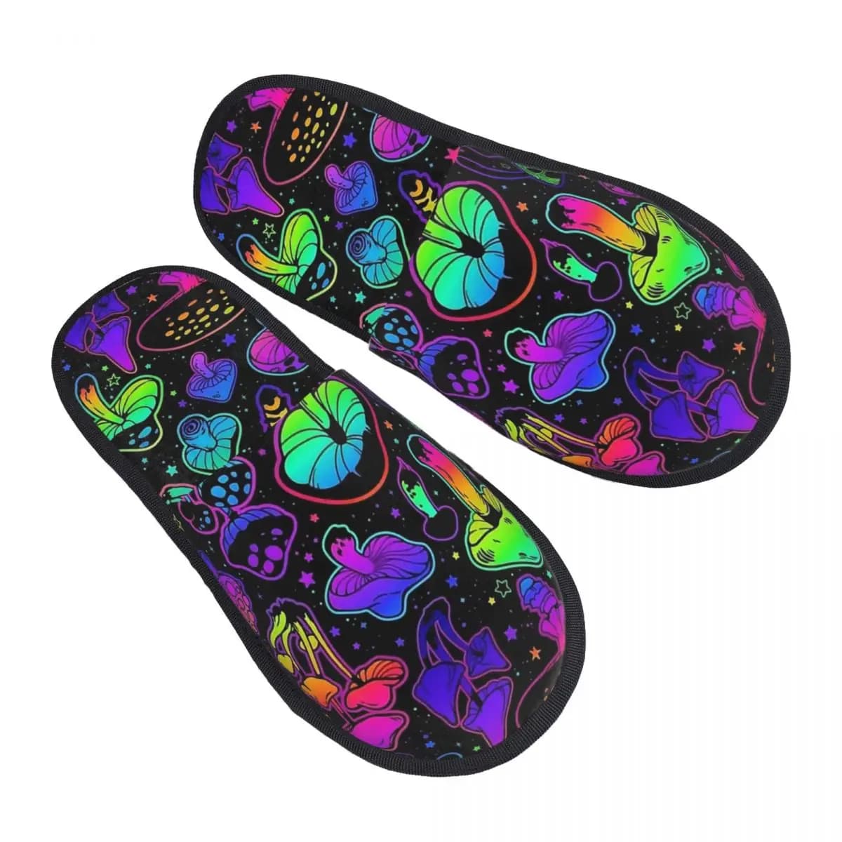 Neon Psychodelic Mushrooms Stuff Men Women Furry slippers Cosy pantoufle homme Home slippers
