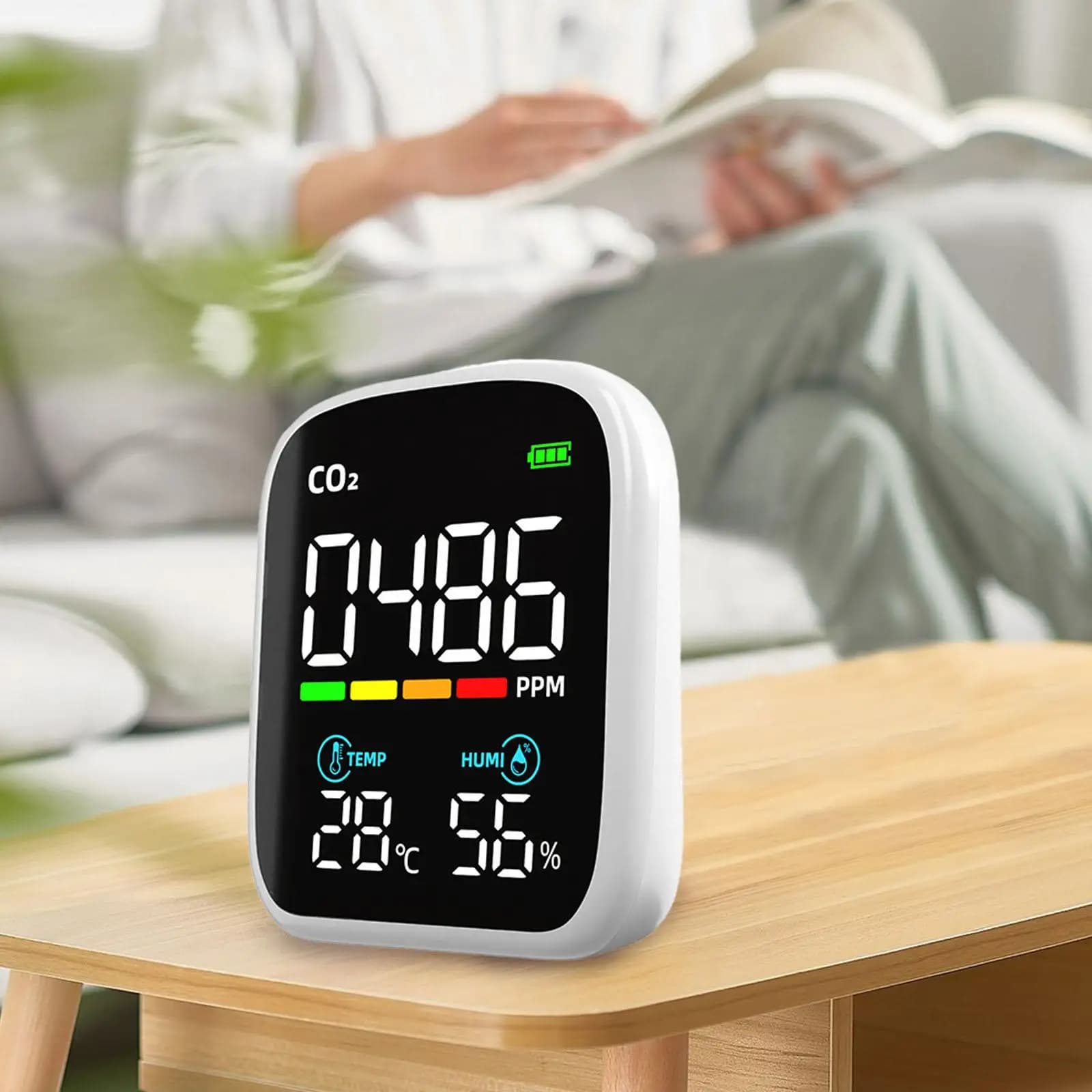 CO2 Digital Monitor, Air Quality Tester, Carbon Dioxide Monitor, Portable Digital CO2 Temperature Humidity Meter for Gym