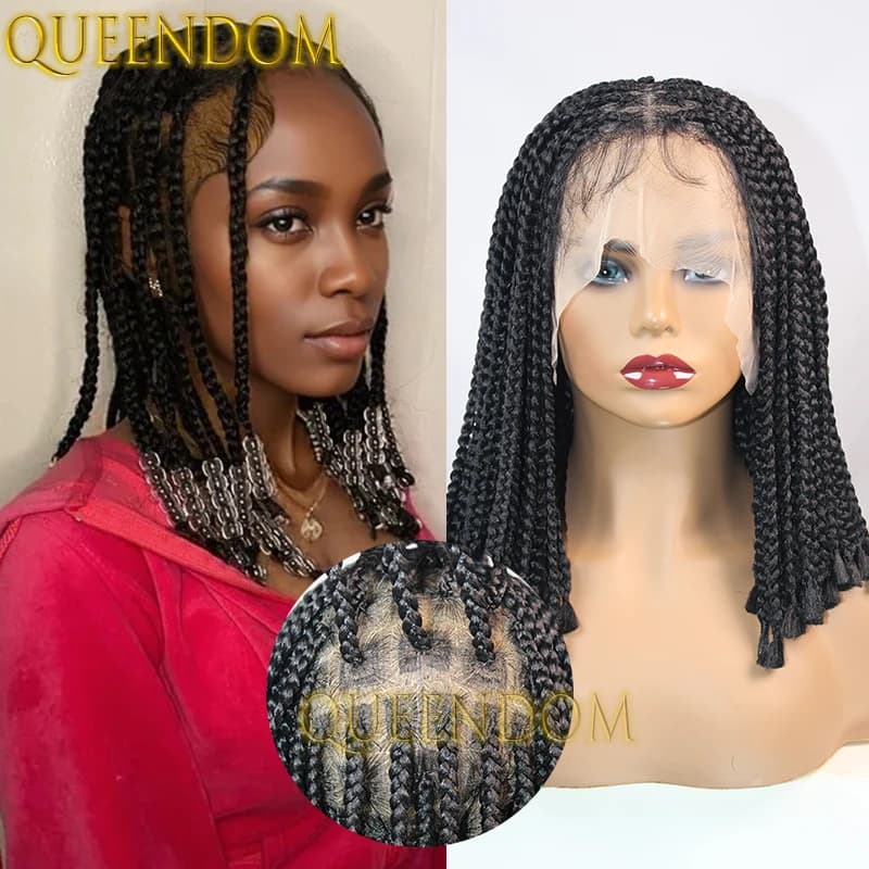 Synthetic Full Lace Box Braid Dreadlock Wig 11 Inch Knotless Short Bob Braided Curto Wig Heat Resistant Cornrow Plait Braids Wig