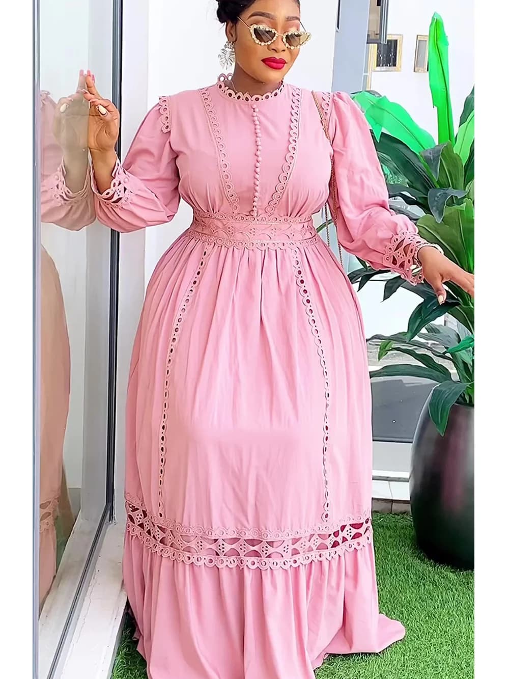 Plus Size African Party Dresses for Women 2025 New Fashion Dashiki Ankara Lace Wedding Gowns Elegant Turkey Muslim Maxi Dress