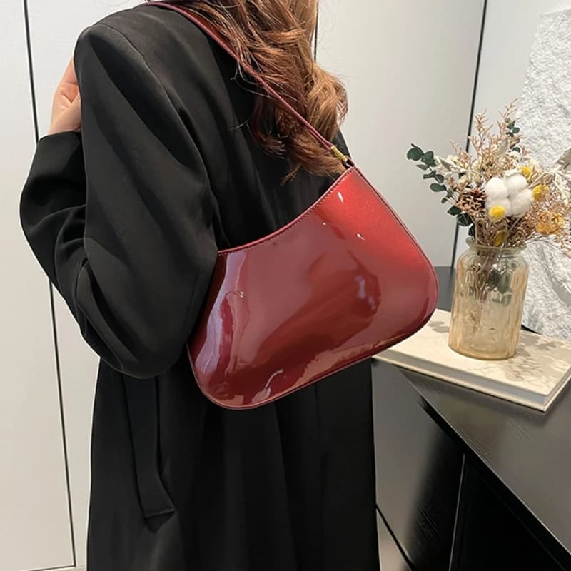 Retro Women's Shoulder Bag PU Leather Underarm Bags Ladies Handbag Stylish Simple