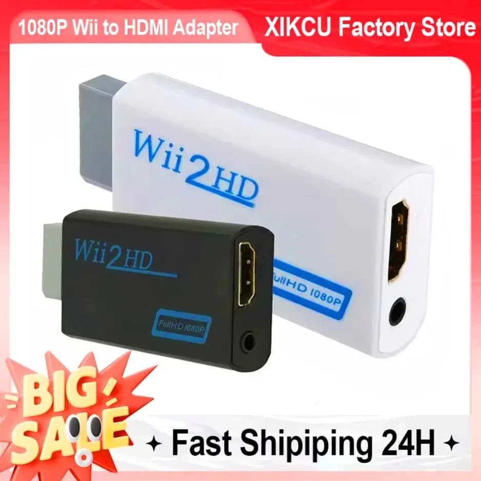 XIKCU 1080P Full HD Wii To HDMI-compatible Converter Adapter Wii 2 3.5mm Jack Audio Video Cable 720P For PC HDTV Monitor Display