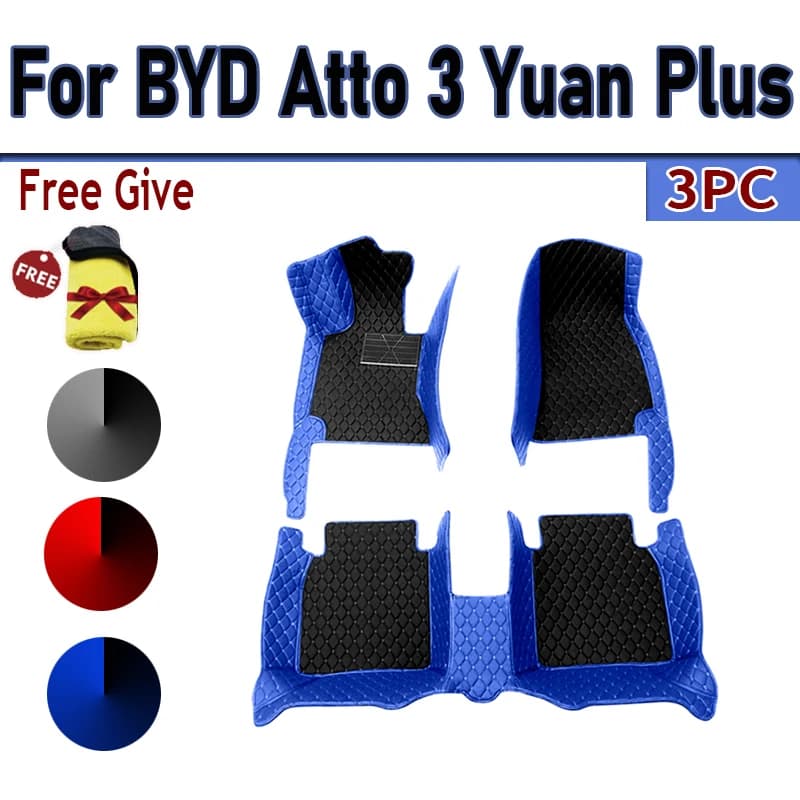 Custom Automotive Car Floor Mats For BYD Atto 3 Yuan Plus 2022 Auto Luxury Leather Men Women Car Mats Full Coverage