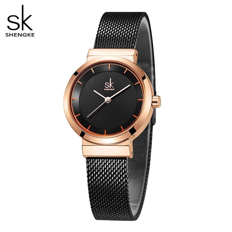 Shengke Luxury Brand Dress Golden Watch Ladies Elegant Diamond Quartz Wrist Watches For Women Steel Mesh Clock zegarek damski