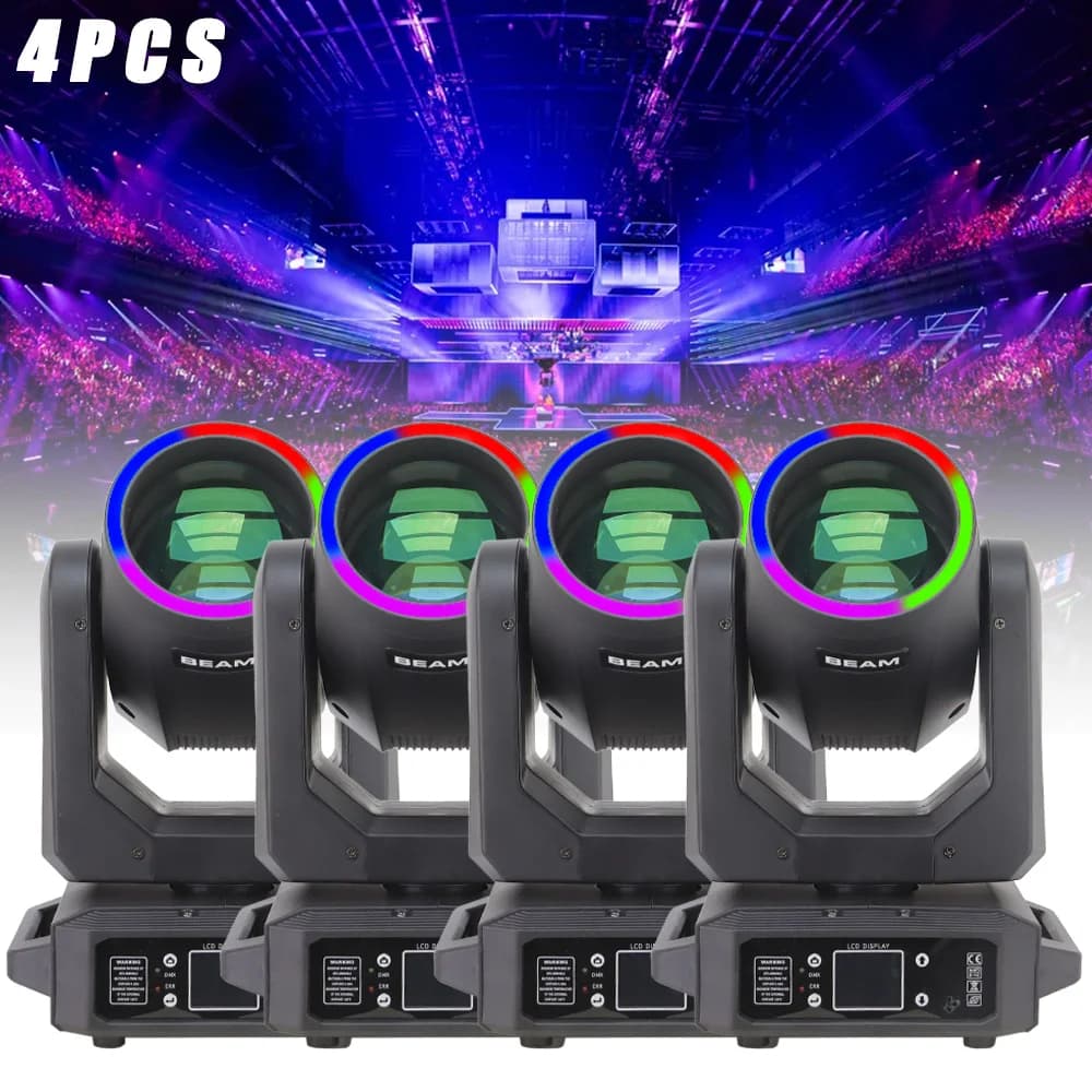 4PCS/LOT LED 200W Beam Gobo Moving Head Stage Lighting Rainbow Effect Disco Nightclub Bar Party Decoration DMX Music Lights