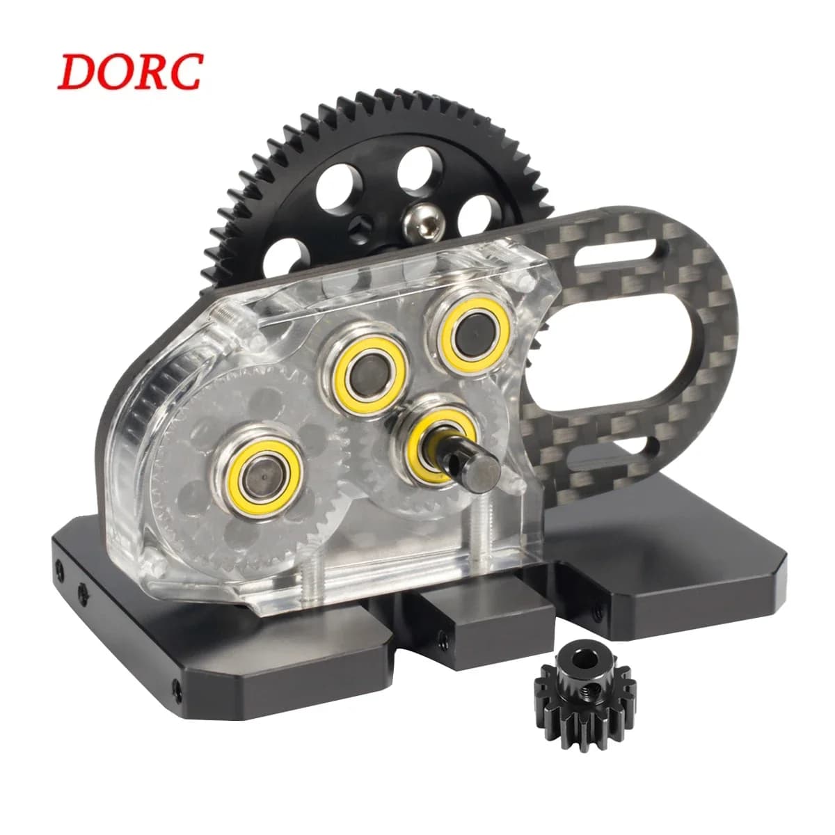 Clear Acrylic 2Low Transmission 30% Overdrive Gearbox Delrin Skid for 1/10 RC Crawler Comp Builds Gspeed UGRC SCX10 PRO Chassis