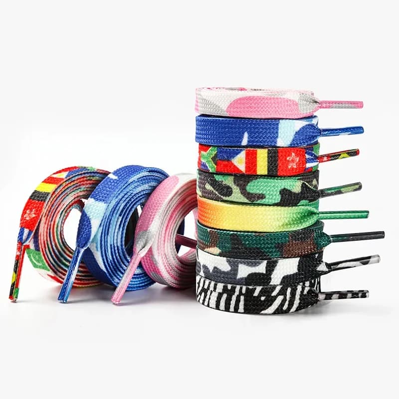 1Pair 8mm Fashion Colorful Camouflage Flag Lace Shoe Lace Gradient Print Flat Shoelace Casual Chromatic Colour Sneaker Shoelaces