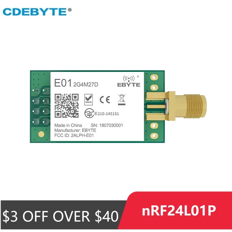 Wireless Module CDEBYTE E01-2G4M27D nRF24L01P 27dBm nRF24L01 PA LNA Long Range 2.4GHz SPI DIP IoT Module