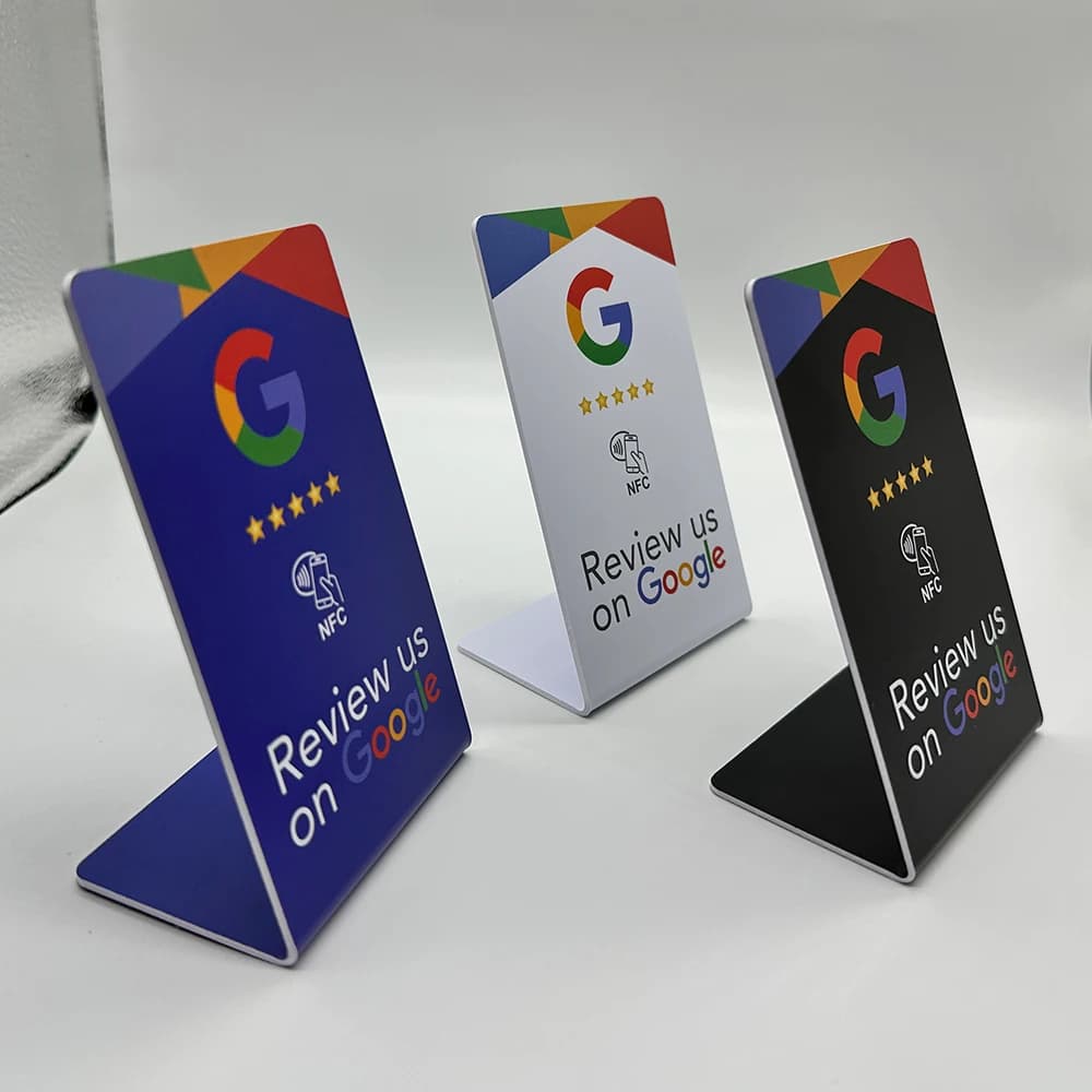 NFC Google Reviews Bracket 13.56Mhz Programmable Google Review Card NFC Station Table Bending Card Standing Brand Bracket