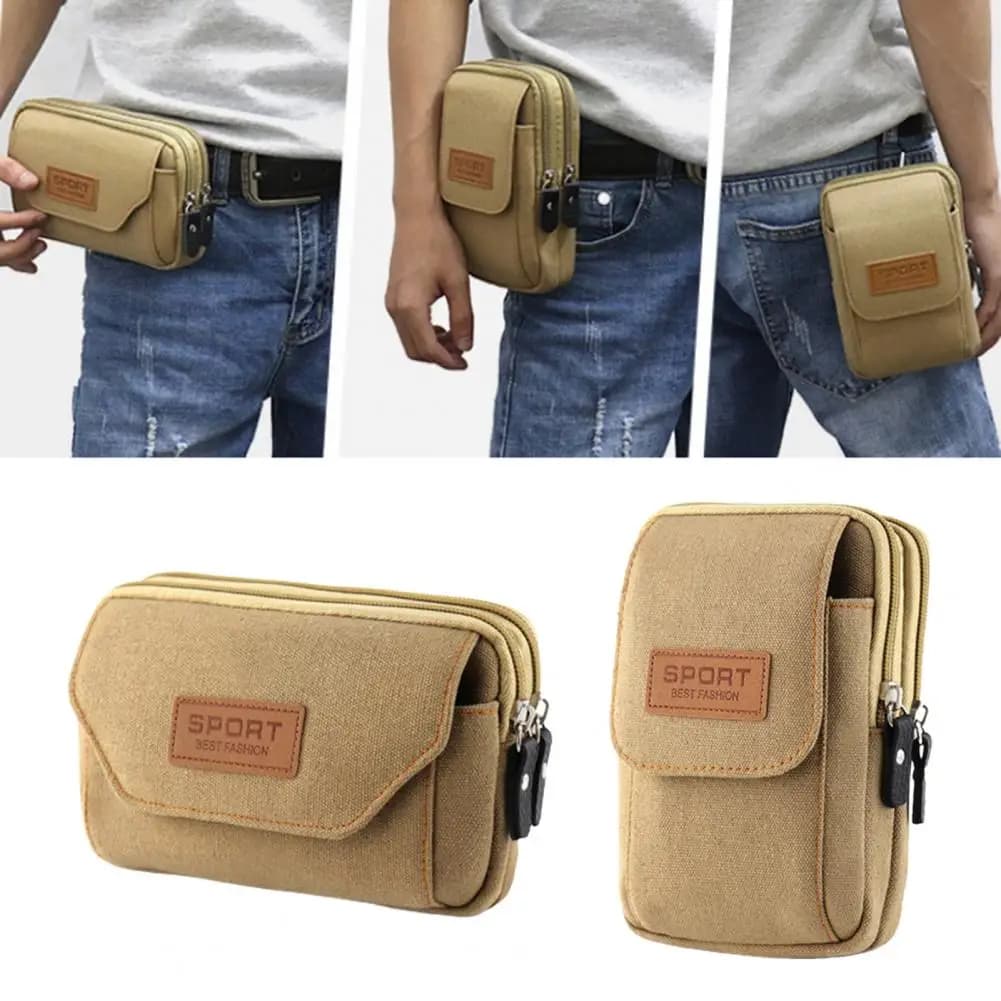Men's Belt Bag Mobile Phone Bag Fanny Pack Portable Large Capacity Multi-pocket Storage Splash Proof Outdoor Waist Pack Wallet
