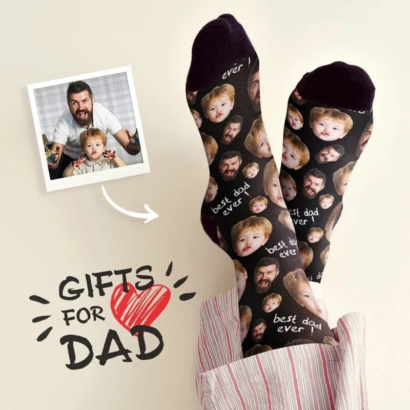 Fashion Casual Custom Face Socks 3D Printing best dad ever! Your Photo Logo Cotton Long Socks Novelty Personalized Gift Socks