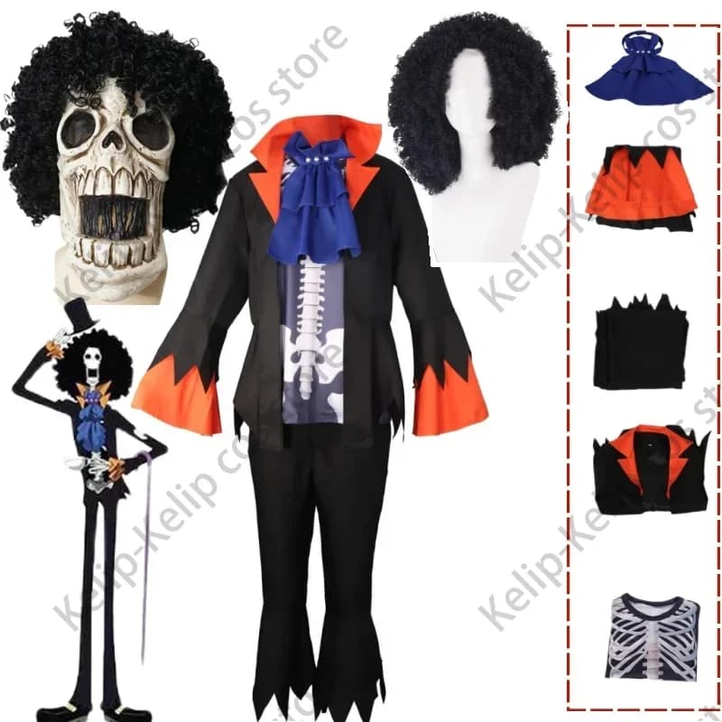 Anime Burukku Cosplay Costume Revive-Revive Fruit Musician Wig Black Coat Short Sleeve Uniform Adult Man Carnival Christmas Suit