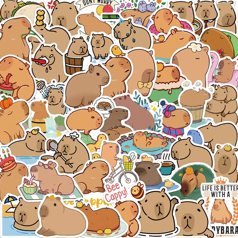 50pcs Cartoon Capybara Sticker Decals Decoration DIY Phone Notebook Suitcase Laptop Fridge Kids Sticker