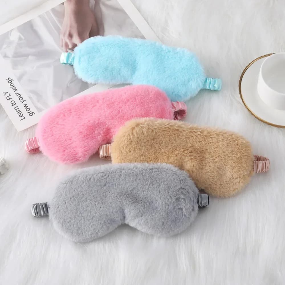 Sleeping Mask Soft Plush Cute Small Rabbit Blindfold Autumn and Winter Comfort Skin Imitation Silk Eyepatch Nap Health Eye Cover