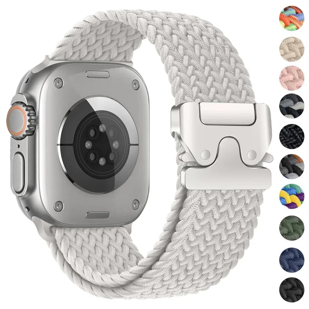 Natural Nylon Strap for Apple Watch 10 46mm 42mm Ultra 2 49mm 41 45mm 44mm Woven Loop Band for Iwatch 10 9 8 7 6 5 SE 4 Bracelet