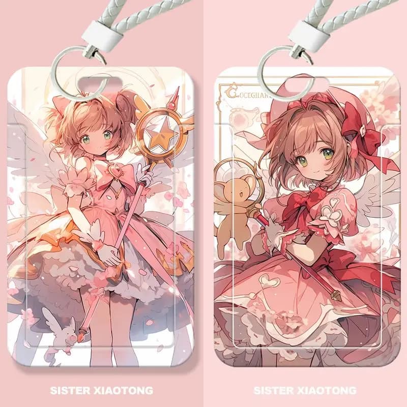 Cartoon Anime Sakura Credit Card Key Holder Keychain Student Card Cover Bank ID Key Case Mini Card x393