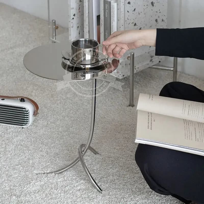 Nordic Art Side Table Home Stainless Steel Ins Style Bay Window Tea Tables Popular Small Coffee Desks Removable