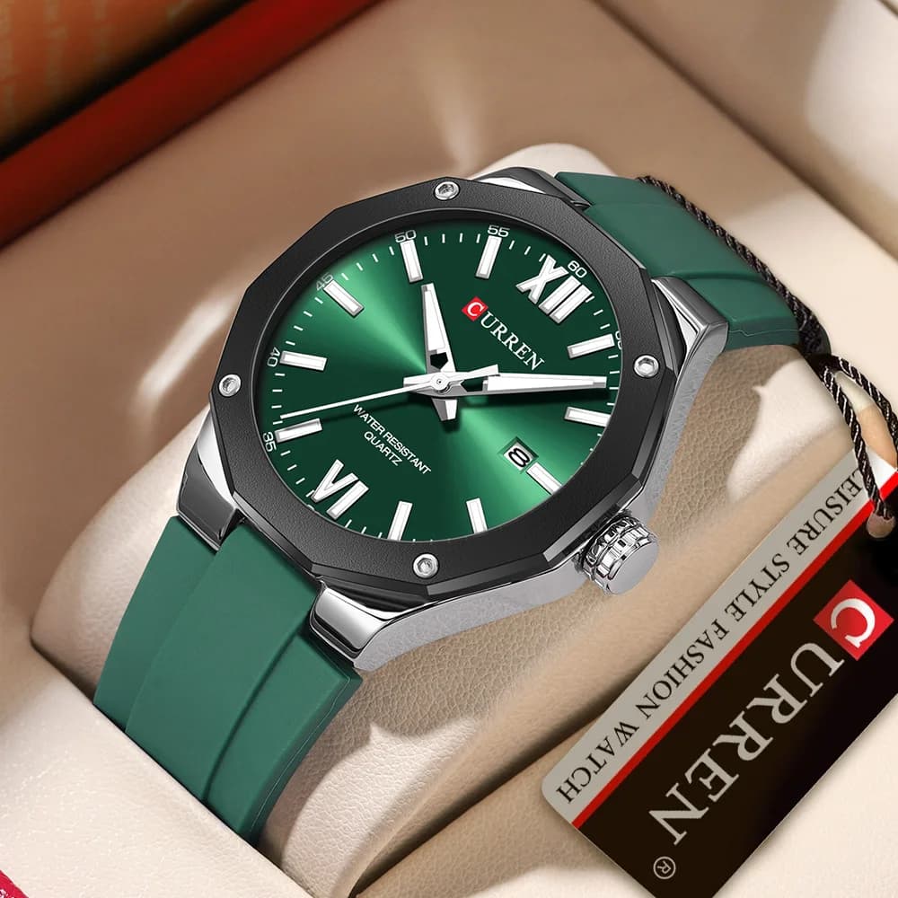 CURREN Men Watch Business Silicone Strap Wristwatches Quartz Casual Men's Watches Date Luminous Waterproof Original Watch