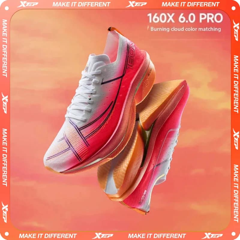 Xtep 160X 6.0 PRO Running Shoes For Men 2024 Champion Racing Carbon Plate Running Shoes Professional Marathon 975119110003