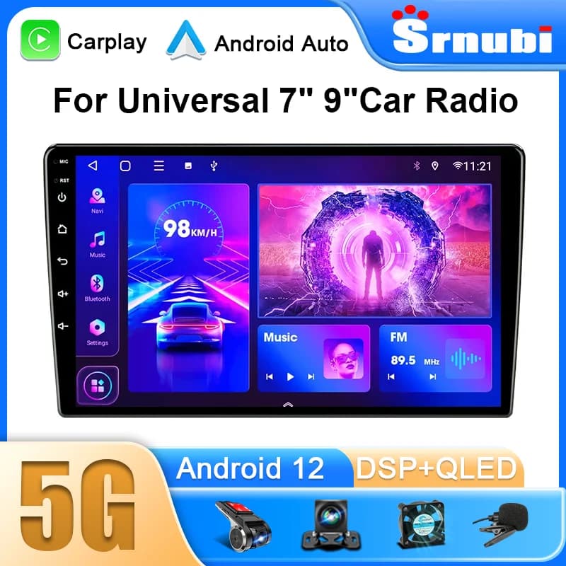 Srnubi Car Radio 2 Din Android 12 Auto Carplay Universal 7" 9" Multimedia Player for Nissan Honda Toyota Lada Volkswagen Hyundai