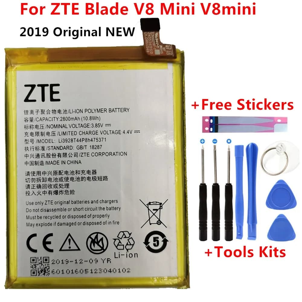 100% Original New 2800mAh Li3928T44P8h475371 Battery For ZTE Blade V8 Mini V8mini Batteries +Free tools