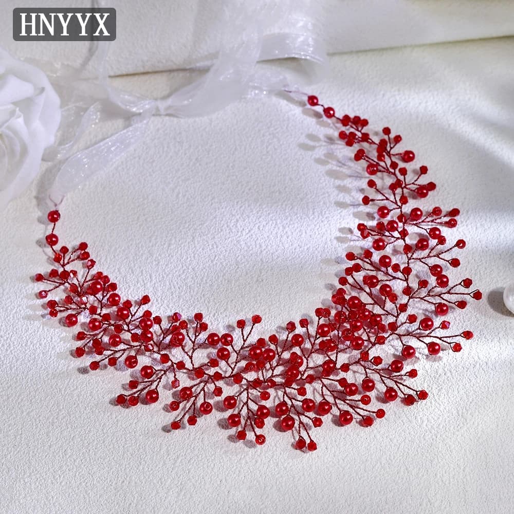 HNYYX Pearl Crystal Bridal Headband Wedding Hair Accessories Handmade Bridesmaid Headpieces Fashion Women's Side Headwear A261