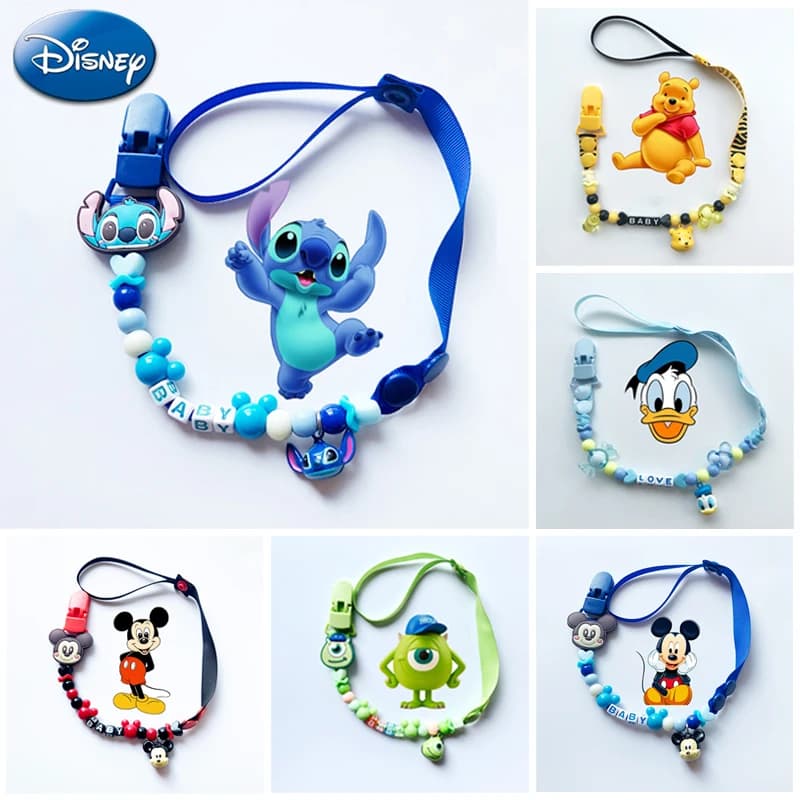 Disney Towel Clips Stitch Mickey Mouse Pooh Bear Cute Cartoon Anime Figure Baby Handkerchief Toy Anti-drop Anti-lost Holder Gift