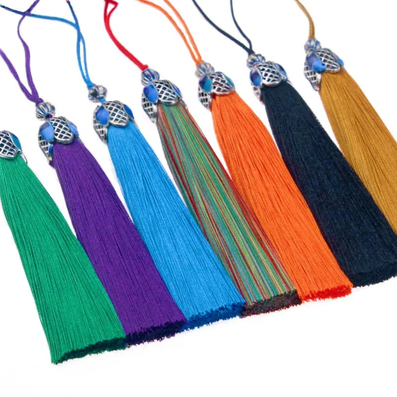 2Pcs/Pack Vertical Ice Silk Fringed Tassel Taiga Gamma Crown Alloy Hanging Ear Pendant DIY Jewelry Clothing Crafts Accessories