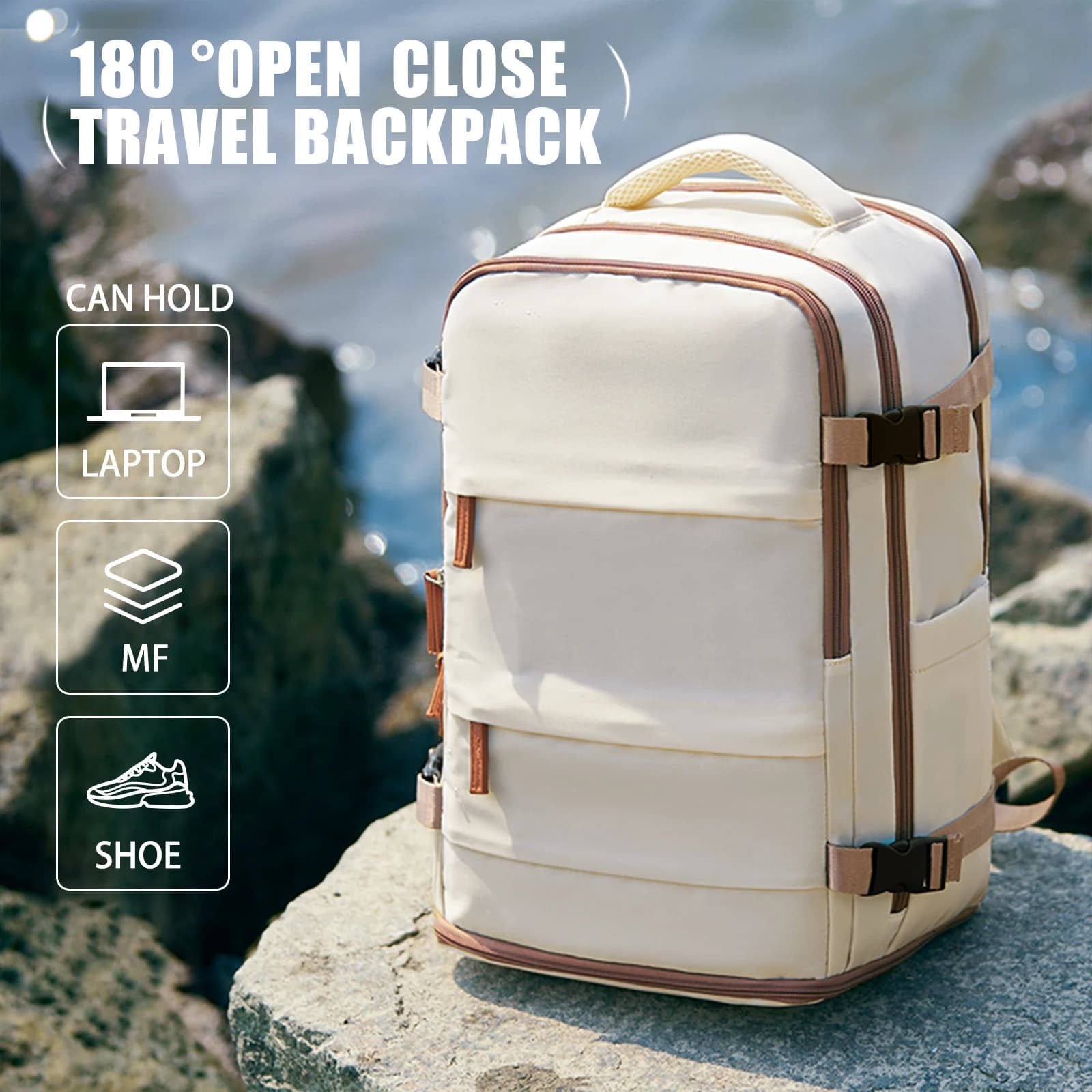 Travel Backpack for Women Men, Hand Luggage 40x20x25 for Ryanair Cabin Travel Bag College Bookbag Waterproof Laptop Bag for Work