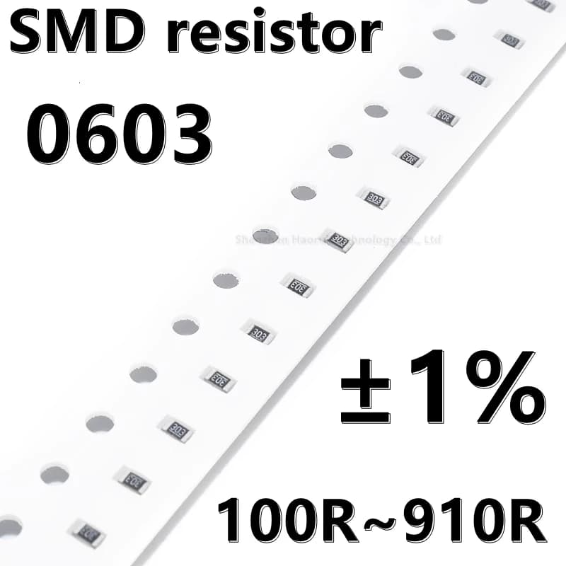 (100pcs) 0603 1% SMD resistor 100R 110R 120 130 150 160 180 220 240 270R 300 330R 360 430R 470 R Ω 510R 560R 620R 680 820R 910R